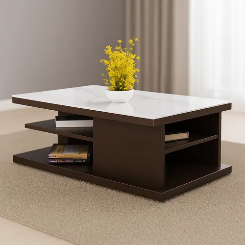 PCT-01 Center Table – Walnut with Italian Marble Top