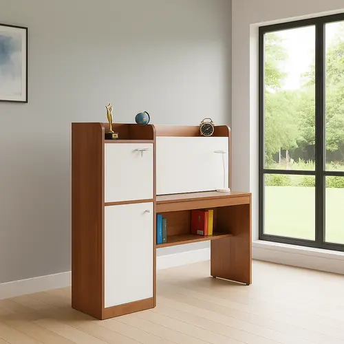 ST-02 Study Table – Asian Walnut & White Finish